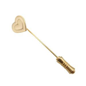 Vintage 80s TRIFARI Cream Enamel & Gold Tone Heart Stick Pin Dainty Classic